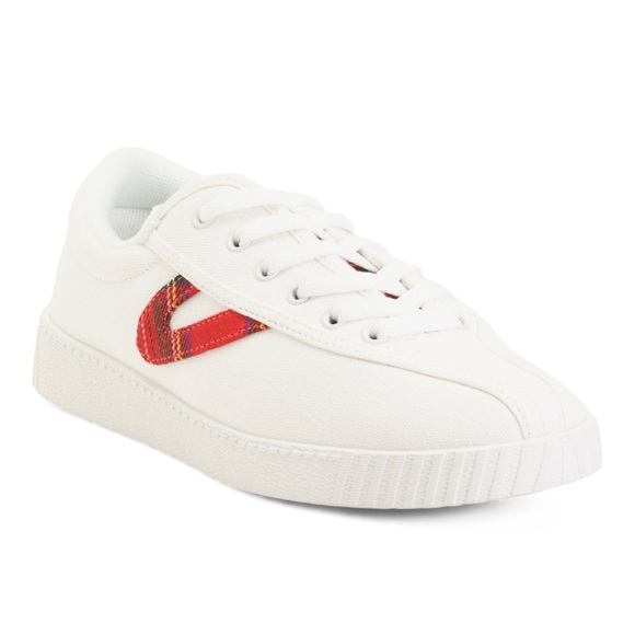 Tretorn Womens Nylite Sneakers with Plaid Detail - Picture 1 of 2